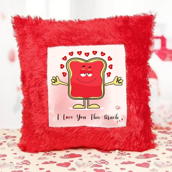 Printed Cushion Cover With Filler Love You This Much