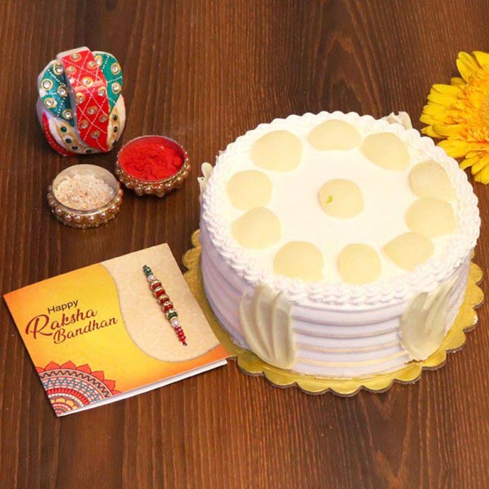Cheery Rasgulla Cake Rakhi Combo
