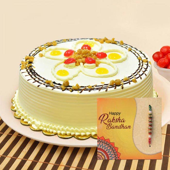 Butterscotch cake with Elegant Rakhi