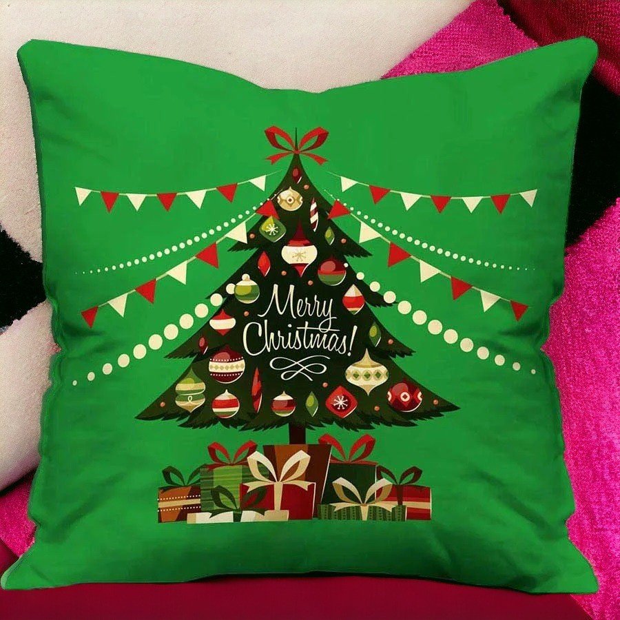 Merry Christmas Printed Micro Satin Cushion 