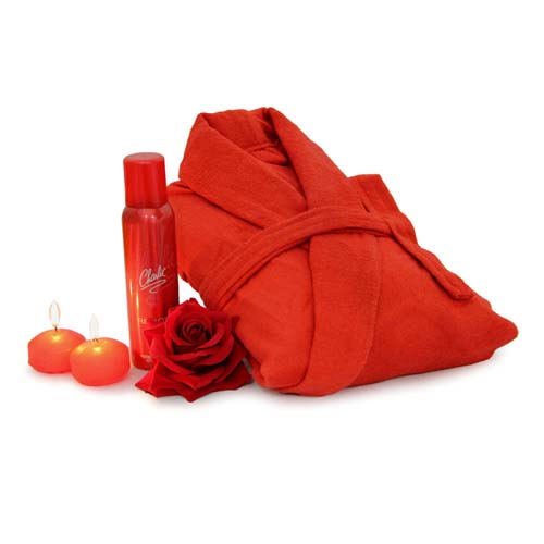 Red Bath Robe Gift Combo