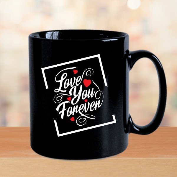 Love You Forever Black Ceramic Mug