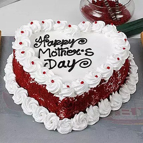 Heartshaped Red Velvet Mothers Day Cake