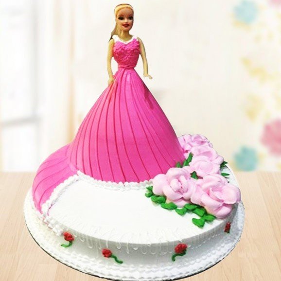 Pink Floral Barbie Cake