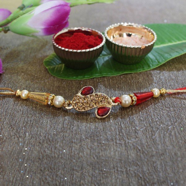Dazzling Red & Golden Rakhi Online