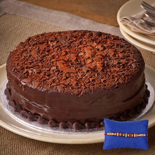 Dark Chocolate Cake with rakhi 