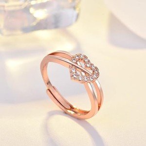 Latest Stylish Rose Gold Plated Adjustable Solitaire Ring for Women and Girls