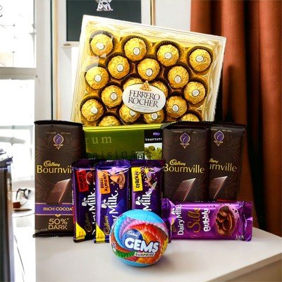 Online Gifts Delivery Ferrero Rocher & Bunch Of Chocolates Hamper