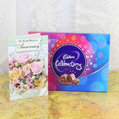 Anniversary Card for Cute Couple With Cadbury Celebration Box