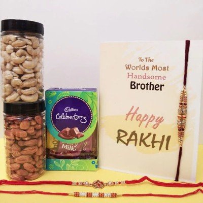 Rakhi Thread With Cadbury With Rich Almond & Cashew Box