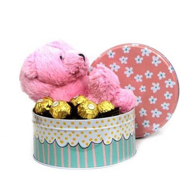 Cute Pink Teddy N Chocolates