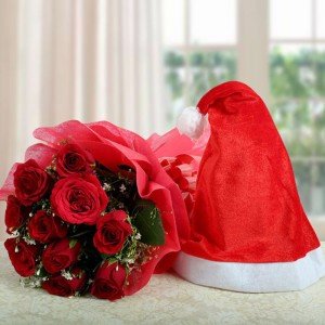 Red Roses with Cap 