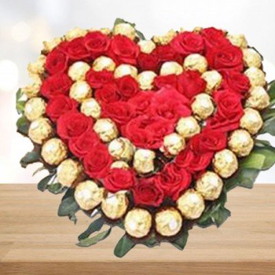 Roses with Ferrero Rocher Heart