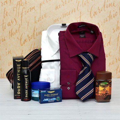 Maroon and White Shirt with Refreshment Kit
