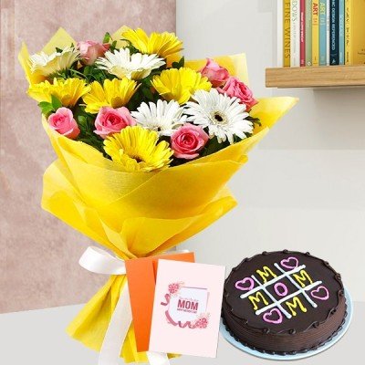 Assorted Flower With Cake