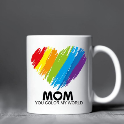 Mom you color my world mug 