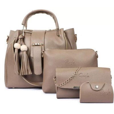 Beige Women Hand-Held Bag - Extra Large (Pack Of 4)