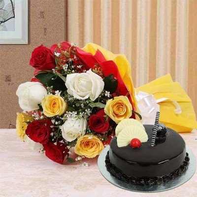 Birthday Flowers and Cake Online