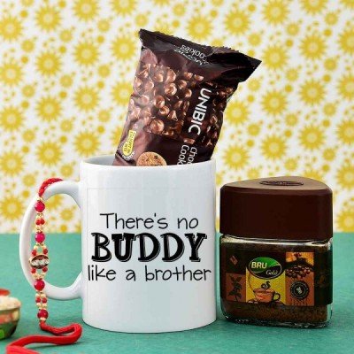 Stylish Rakhi With Coffee Hamper For Brother