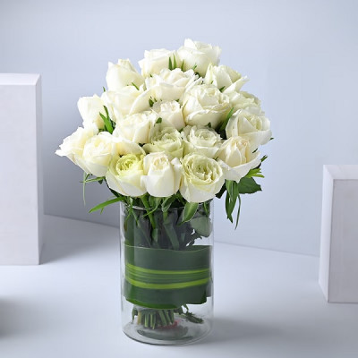 White Roses In Vase
