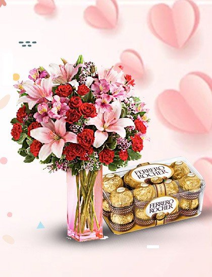 Anniversary Flowers and Chocolates Online Delivery