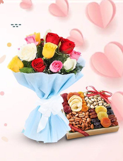 Anniversary Flowers and Dryfruits Online Delivery