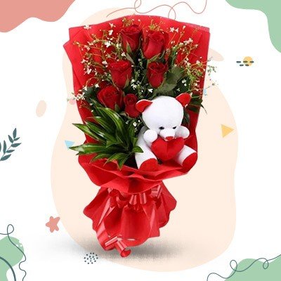 Birthday Flowers and Teddy Online Delivery